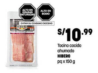 Plaza Vea Tocino cocido ahumado HIBERO pq x 150 g oferta