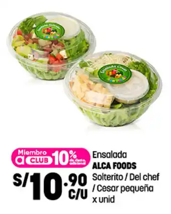 Plaza Vea Ensalada ALCA FOODS Solterito / Del chef / Cesar pequeña x unid oferta