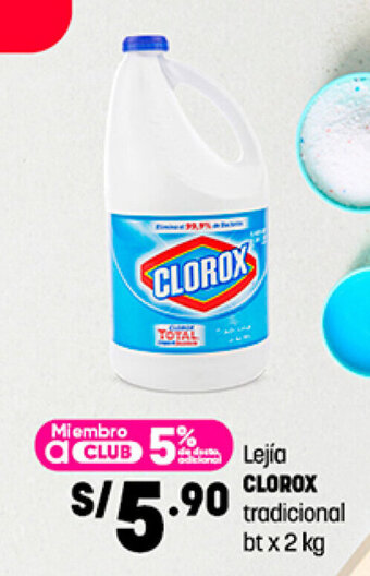 Plaza Vea Lejía CLOROX tradicional bt x 2 kg oferta