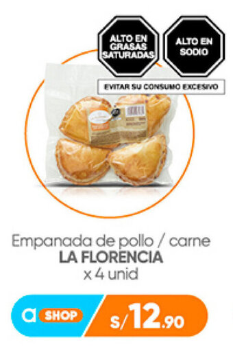 Plaza Vea Empanada de pollo / carne LA FLORENCIA x 4 unid oferta