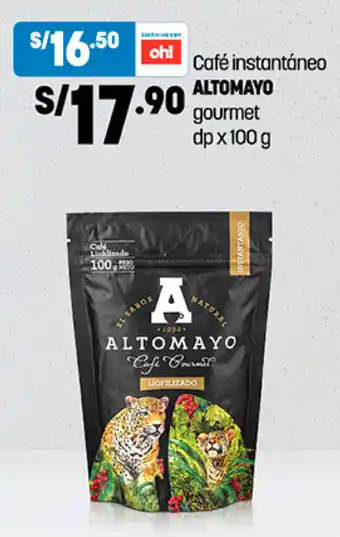 Plaza Vea Café instantáneo ALTOMAYO gourmet dp x 100 g oferta