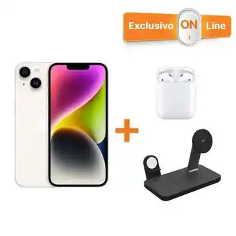 iShop Iphone 14 plus - 128gb - blanco estelar + cargador 3 en 1 magsafe mophie + airpods 2 oferta
