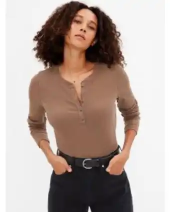 GAP Polo manga larga rib henley mujer oferta