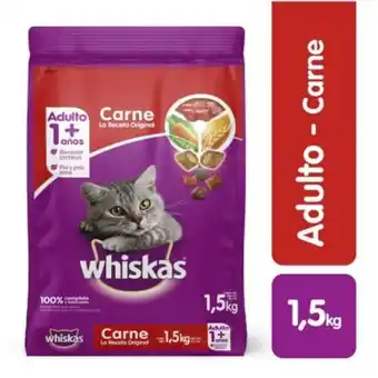 Tottus Comida para gatos whiskas adultos de carne 1.5 kg oferta