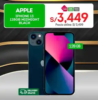 Tottus APPLE IPHONE 13 128GB MIDNIGHT BLACK oferta