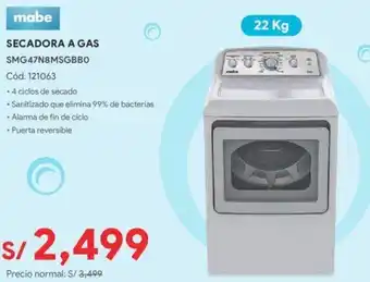 Hiraoka mabe SECADORA A GAS SMG47N8MSGBBO oferta