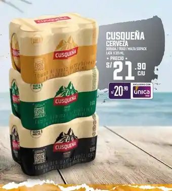 Vega CUSQUENA CERVEZA DORADA / TRIGO / MALTA SIXPACK LATA X 355 ML. oferta