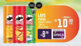 Vega LAYS PAPAS ORIGINAL / QUESO / CEBOLLA LATA X 124 GR. oferta