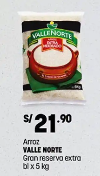 Plaza Vea Arroz VALLE NORTE Gran reserva extra bl x 5 kg oferta
