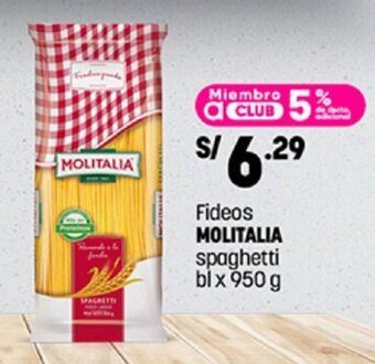 Plaza Vea Fideos MOLITALIA spaghetti bl x 950 g oferta