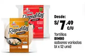 Plaza Vea Tortillas BIMBO sabores variados bl x 12 unid oferta