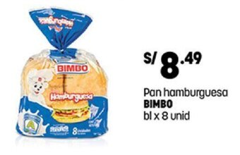 Plaza Vea Pan hamburguesa BIMBO bl x 8 unid oferta