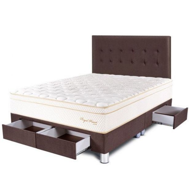 Hiraoka Dormitorio paraíso royal prince con cajones queen chocolate oferta