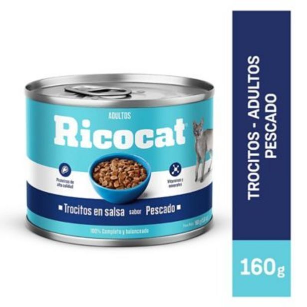 Tottus Comida húmeda para gatos adultos ricocat en salsa de pescado de 160 g oferta