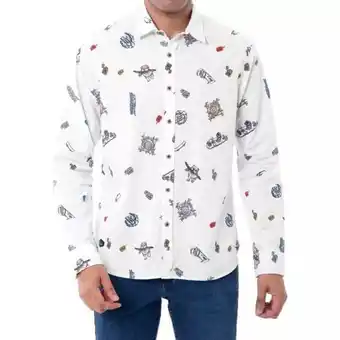 Gzuck Camisa chambray gzk-print m/larga oferta