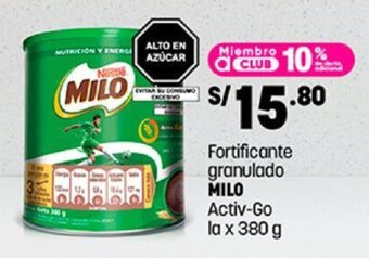 Plaza Vea Fortificante granulado MILO Activ-Go la x 380 g oferta