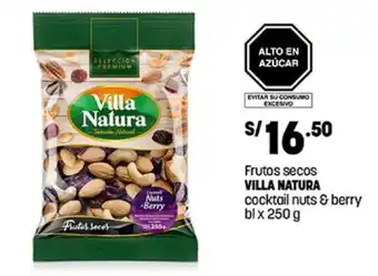 Plaza Vea Frutos secos VILLA NATURA cocktail nuts & berry bl x 250 g oferta