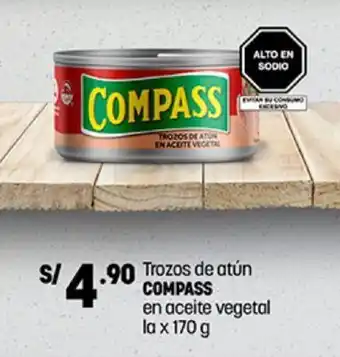 Plaza Vea Trozos de atún COMPASS en aceite vegetal la x 170 g oferta
