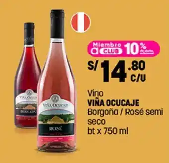 Plaza Vea Vino VIÑA OCUCAJE Borgoña / Rosé semi seco bt x 750 ml oferta