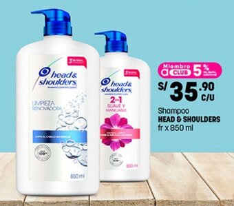 Plaza Vea Shampoo HEAD & SHOULDERS fr x 850 ml oferta
