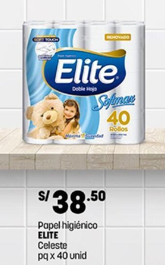 Plaza Vea Papel higiénico ELITE Celeste pq x 40 unid oferta