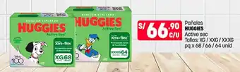 Plaza Vea Pañales HUGGIES Active sec Tallas: XG / XXG / XXXG pq x 68 / 66 / 64 unid oferta