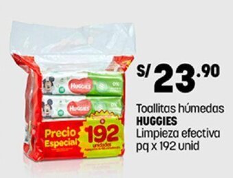 Plaza Vea Toallitas húmedas HUGGIES Limpieza efectiva pq x 192 unid oferta
