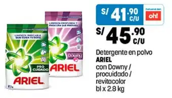 Plaza Vea Detergente en polvo ARIEL con Downy / procuidado/ revitacolor blx 2.8 kg oferta