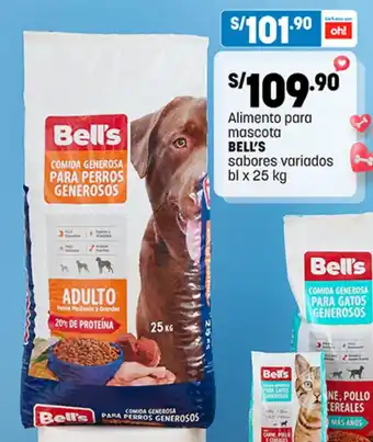 Plaza Vea Alimento para mascota BELL'S sabores variados bl x 25 kg oferta