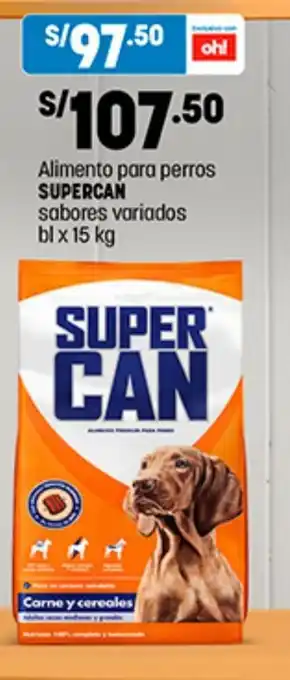 Plaza Vea Alimento para perros SUPERCAN sabores variados bl x 15 kg oferta