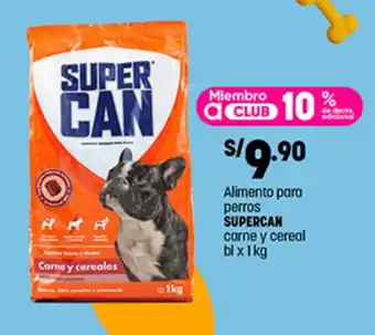 Plaza Vea Alimento para perros SUPERCAN carne y cereal bl x 1 kg oferta