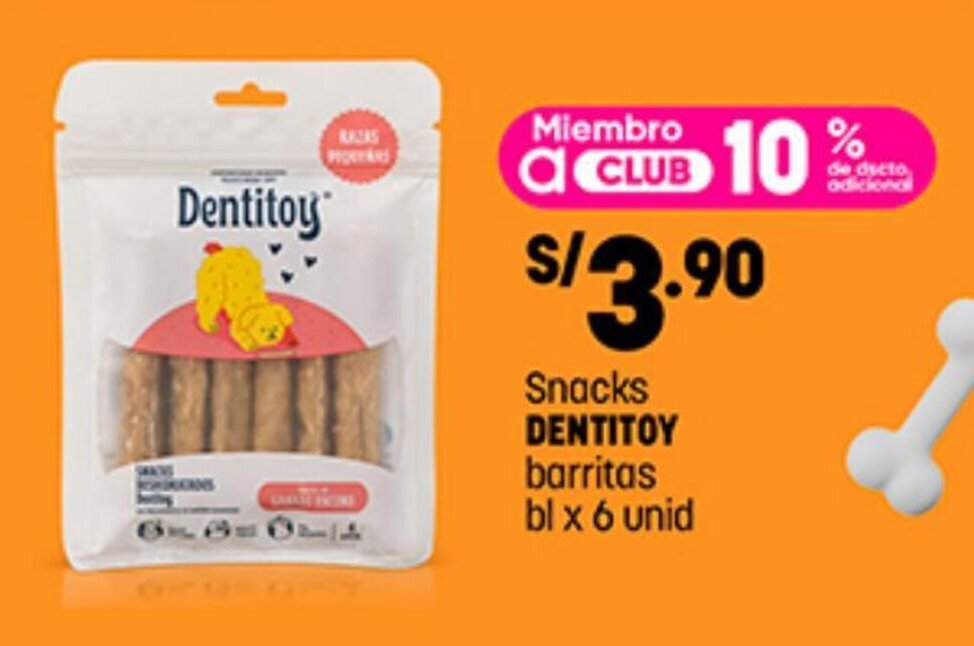 Plaza Vea Snacks DENTITOY barritas bl x 6 unid oferta