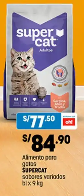Plaza Vea Alimento para gatos SUPERCAT sabores variados bl x 9 kg oferta