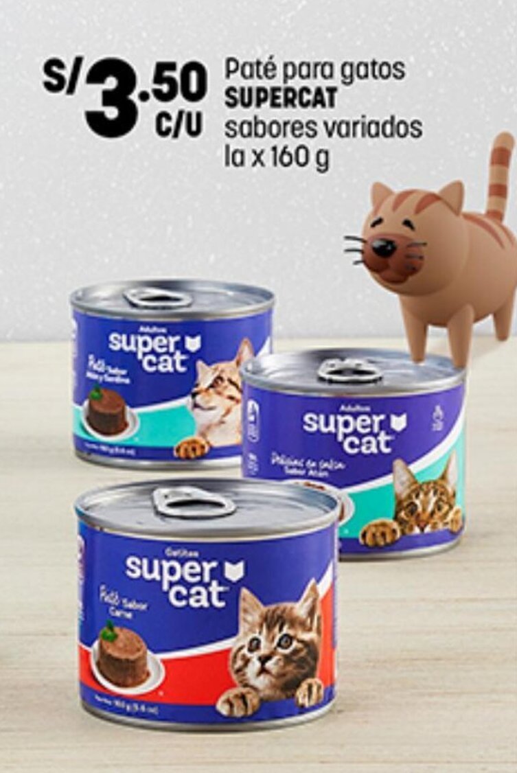 Plaza Vea Paté para gatos SUPERCAT sabores variados la x 160 g oferta