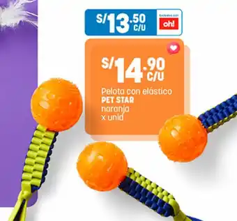 Plaza Vea Pelota con elástico PET STAR naranja x unid oferta