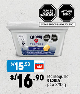 Plaza Vea Mantequilla GLORIA pt x 390 g oferta