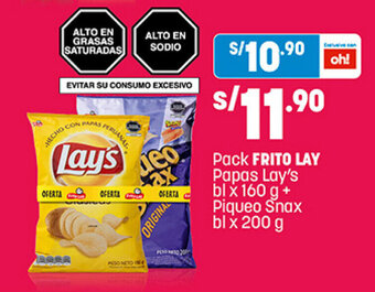 Pack FRITO LAY Papas Lay's bl x 160 g + Piqueo Snax bl x 200 g