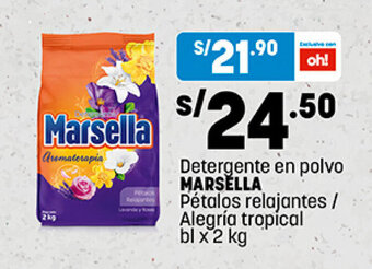 Plaza Vea Detergente en polvo MARSELLA Pétalos relajantes / Alegría tropical bl x 2 kg oferta