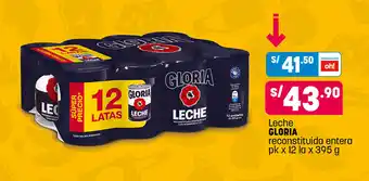Plaza Vea Leche GLORIA econstituida entera pk x 12 la x 395 g oferta