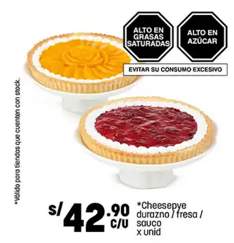 Plaza Vea Cheesepye durazno / fresa / sauco x unid oferta