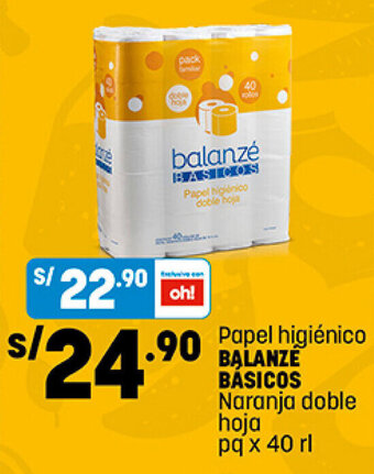 Plaza Vea Papel higiénico BALANZÉ BASICOS Naranja doble hoja pq x 40 rl oferta