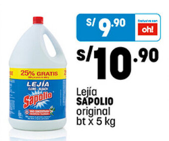 Plaza Vea Lejía SÁPOLIO original bt x 5 kg oferta