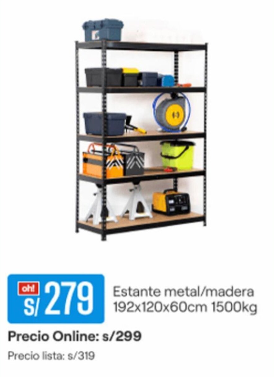 Promart Estante metal / madera 192 x 120 x 60cm 1500kg oferta
