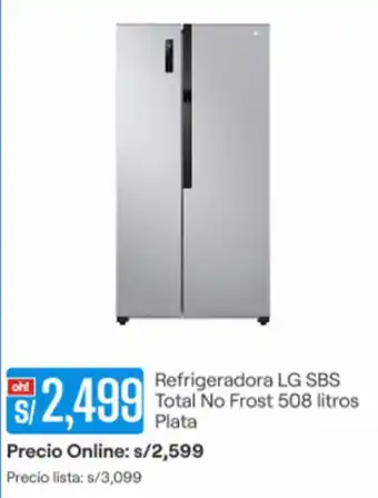 Promart Refrigeradora LG SBS Total No Frost 508 litros Plata oferta
