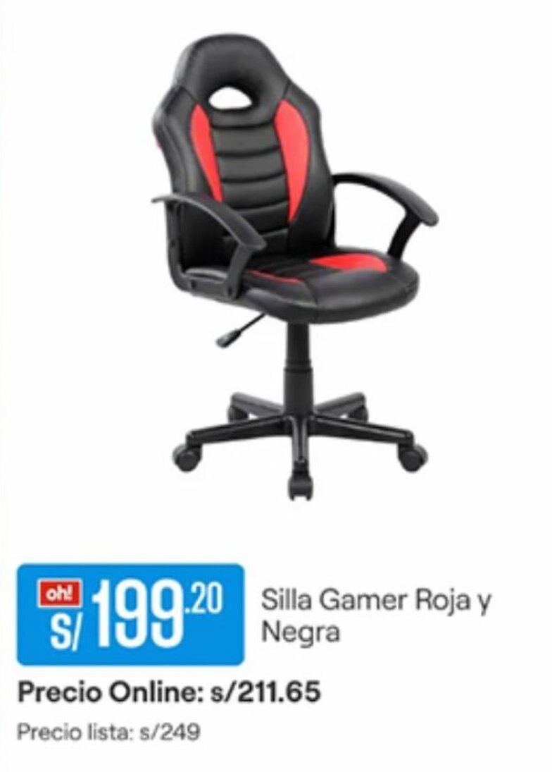 Promart Silla Gamer Roja y Negra oferta