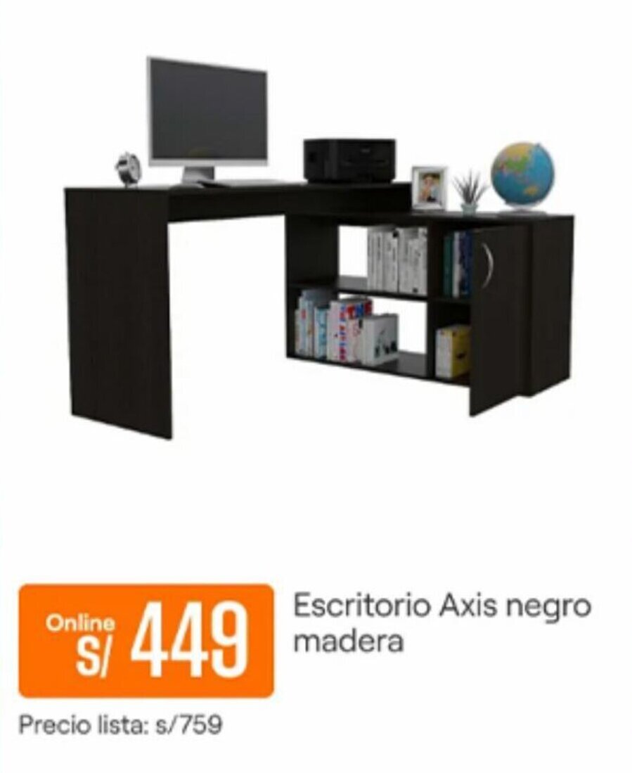 Promart Escritorio Axis negro madera oferta