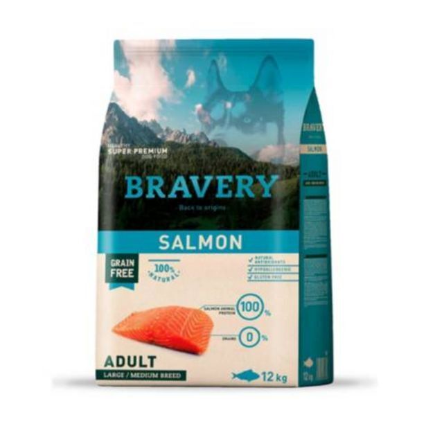 Linio Comida para perro adulto raza grande bravery salmón 12kg oferta