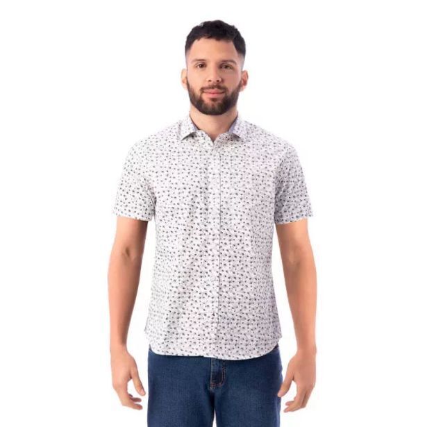 Pionier Camisa popelina estamp. cahil mc m/corta oferta