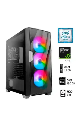 Tiendas EFE Computadora pc gamer intel core i7 3.2 ghz ram 16gb1tb + ssd 480gb video gtx 1650 4gb case 550w oferta