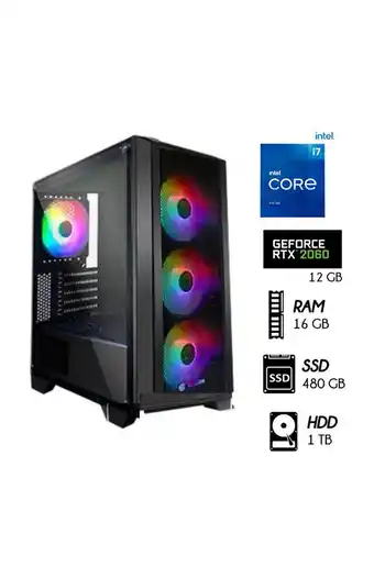 Tiendas EFE Computadora pc gamer pc core i7-11th 2.5 ghz ram 16gb 1tb + ssd 480gb video rtx 2060 12gb 750w oferta